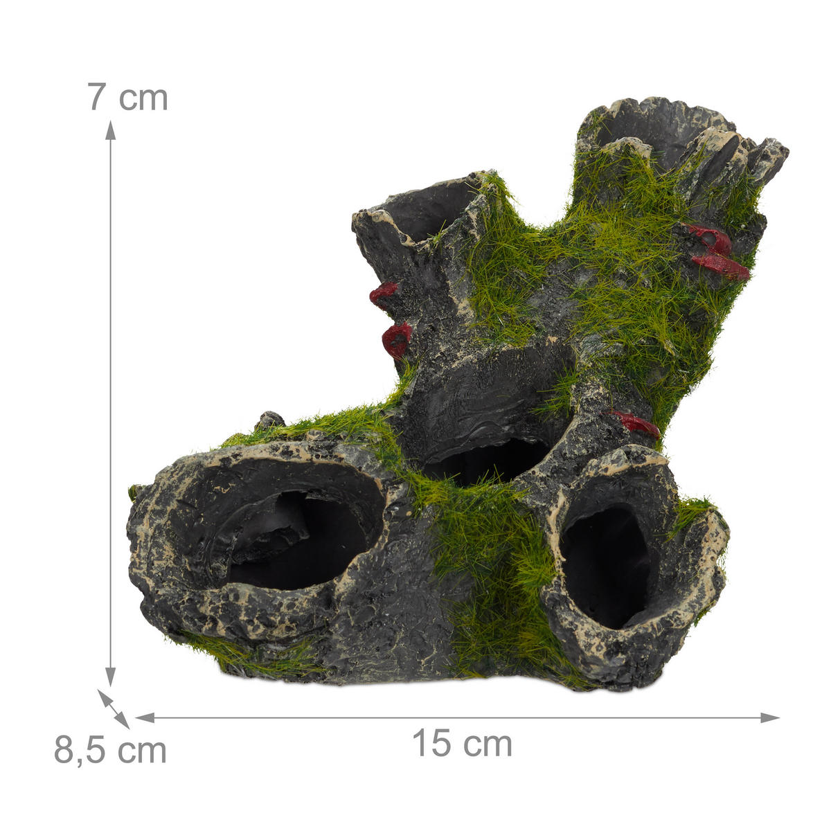 AKVÁRIUM dekorácie jaskyne - sivá, plast (15/7/8.5cm) - Relaxdays