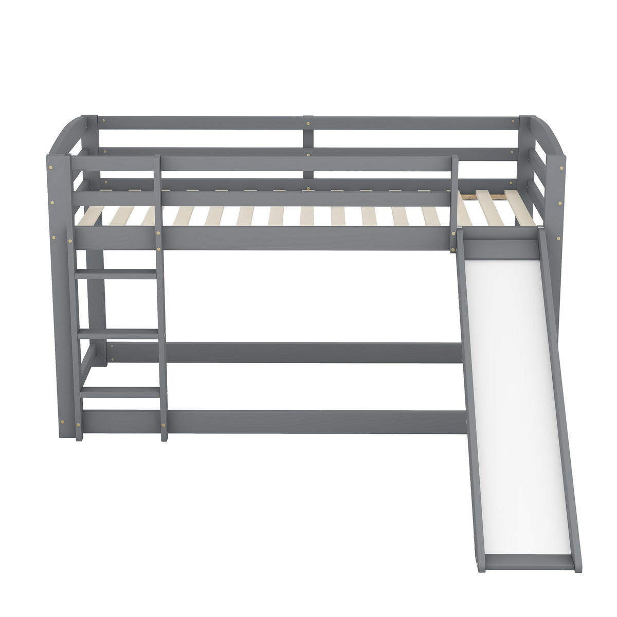 ETAGENBETT 90x200cm Grau für Kinder mit Rutsche Massivholz - Weiß, Holz (90/200cm) - FLIEKS