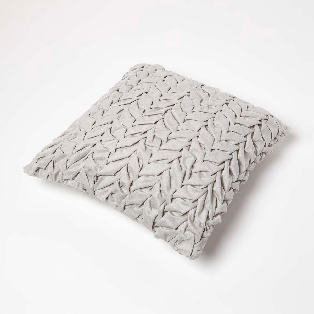 SAMTKISSEN Grace grau 45/45 cm plissiert in Flechtoptik - Grau, Textil (45/45cm) - Homescapes