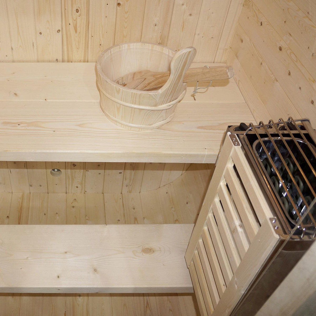 FASSSAUNA Nolvik S inkl. Zubehör-Set - Naturfarben, Holz (128/194/120cm) - Artsauna