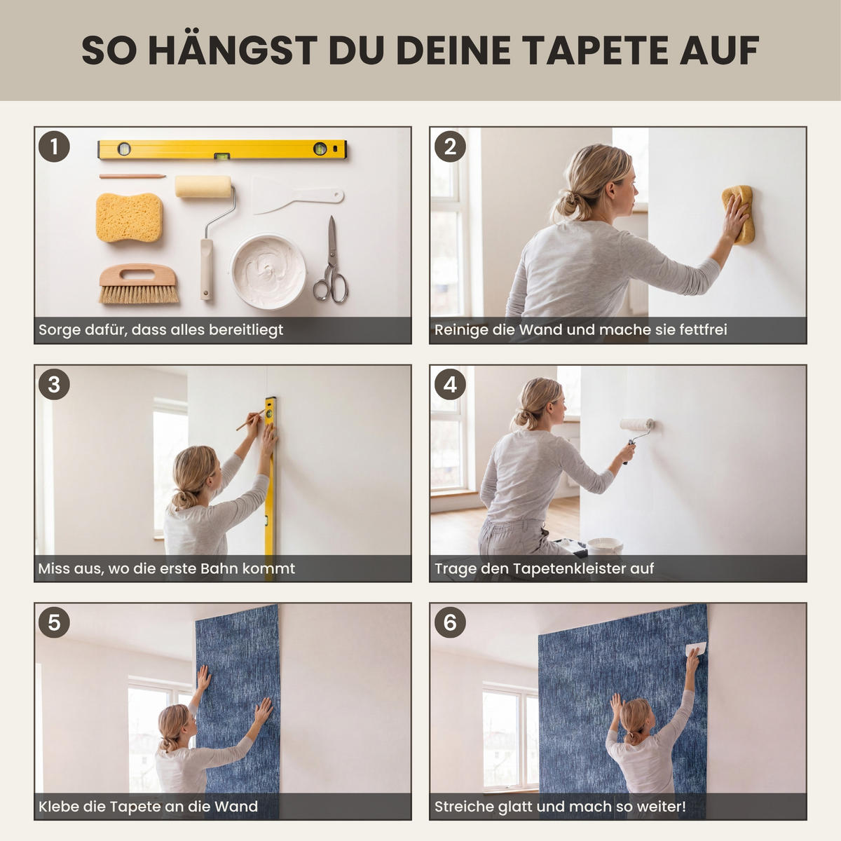 TAPETE - Leinen - Textur - Muster - Denim - Rustikal - 100x240 cm - Blau, Papier (100/240cm) - OnlyWow