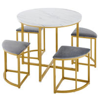 JÍDELNÍ souprava 80 cm bílá z MDF a kovu se 4 židlemi - bílá, kompozitní dřevo (80/75/80cm) - OKWISH
