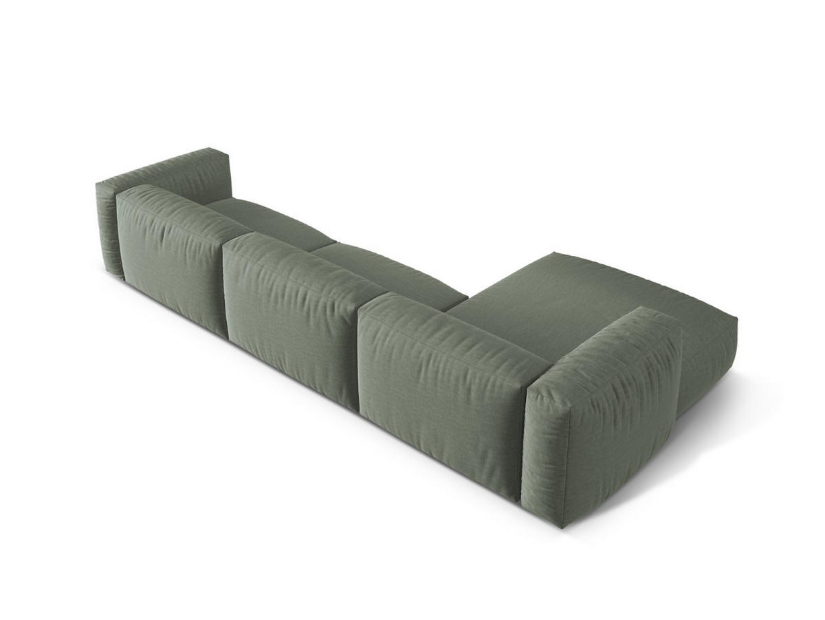 ECKSOFA modular links Martina aus strukturiertem Stoff moosgrün 3 Sitzplätze - Salbeigrün, Textil (176/332cm) - Micadoni