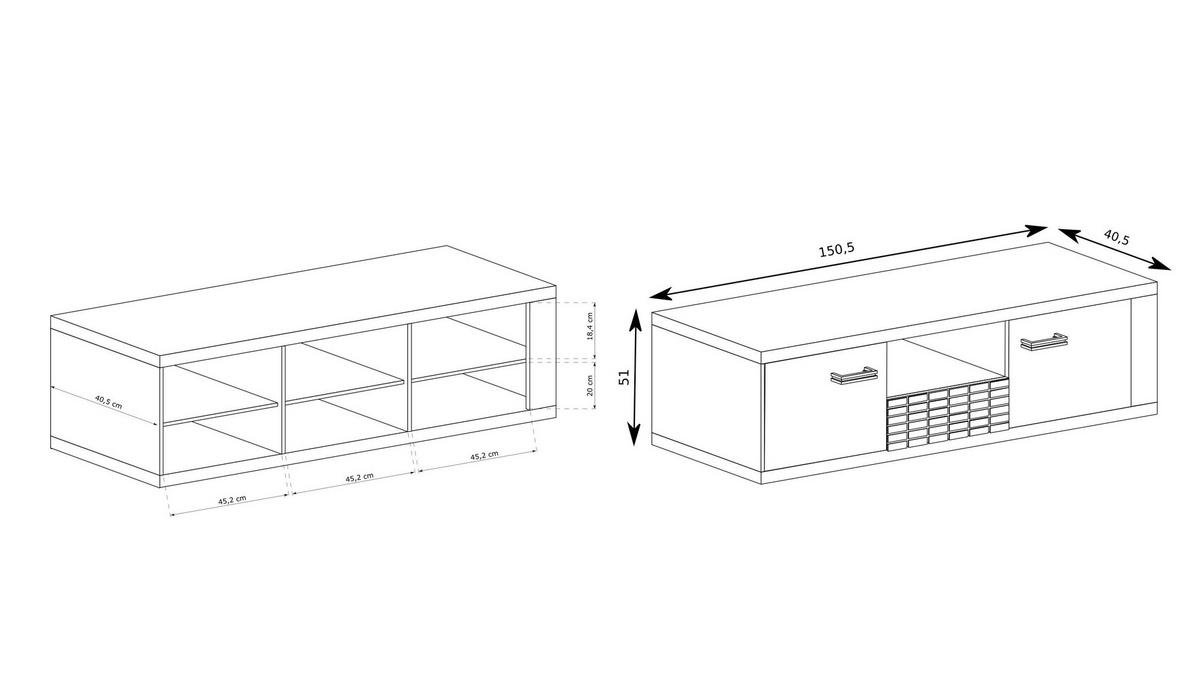 LOWBOARD YASUO 150,5/51/40,5 cm, Eichefarben - Eichefarben, Holzwerkstoff (150.5/51/40.5cm) - MASSENO