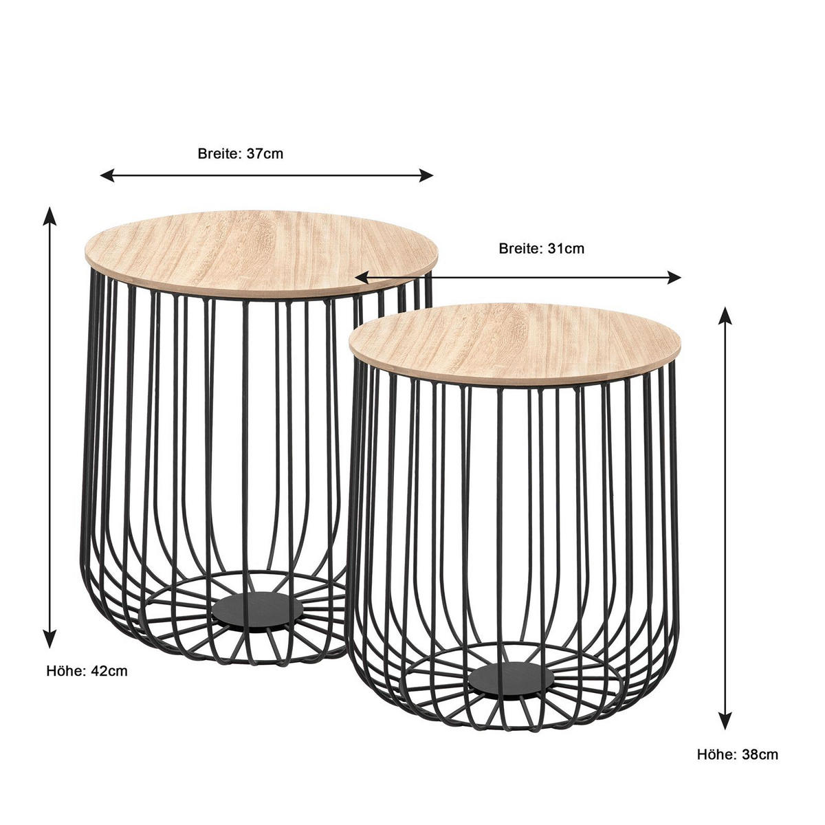 COUCHTISCH ERRANO - Naturfarben, Holzwerkstoff (37/37/42cm) - CARO-Möbel