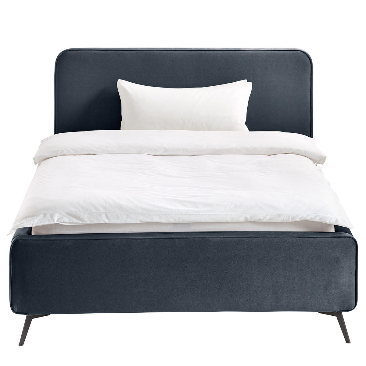POLSTERBETT - Dunkelblau, Textil/Metall (140/200cm) - home24