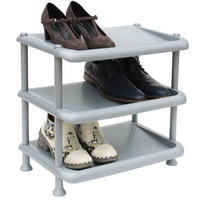 SCHUHREGAL mit 3 Ebenen Stapelbar Kunststoff Grau 93900 - Grau, Kunststoff (49/46/30cm) - DanDiBo