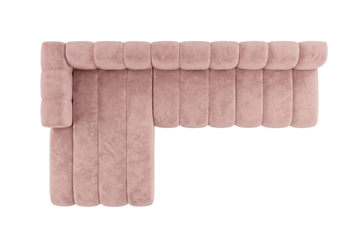 ECKSOFA Modulares In L-Form, Velvet-Stoff Riviera, Hellrosa, Links, GRAND 295 cm - Hellrosa, Holz (295/179cm) - Kaiser Möbel