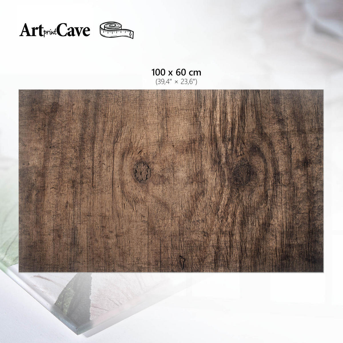 GLASPLATTE 100x60 cm – Holzstruktur - Beige, Glas (0.4/100/60cm) - ArtPrintCave