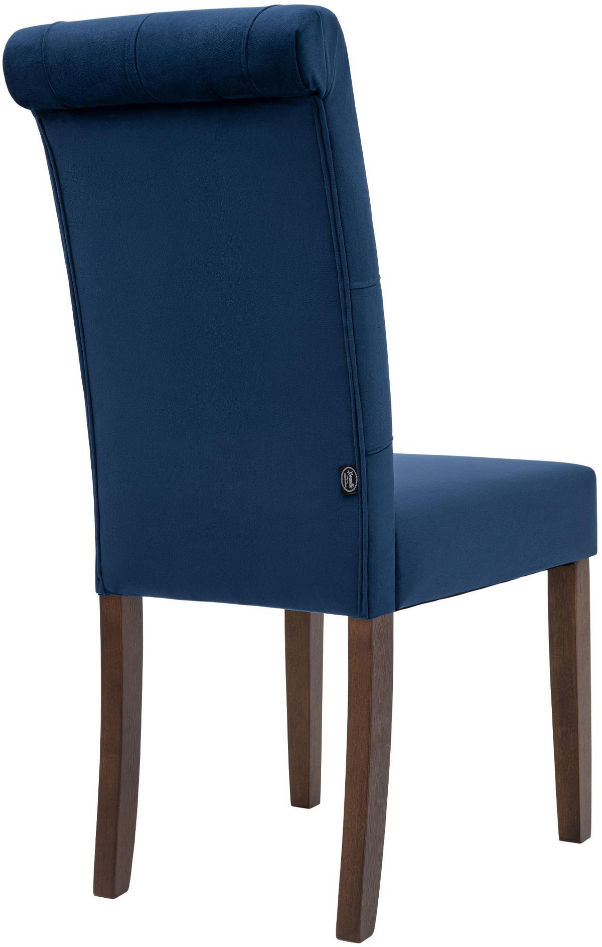 STUHL 2er Set Samt Blau - Blau/Walnussfarben, Holz/Textil (45/98/63cm) - CLP