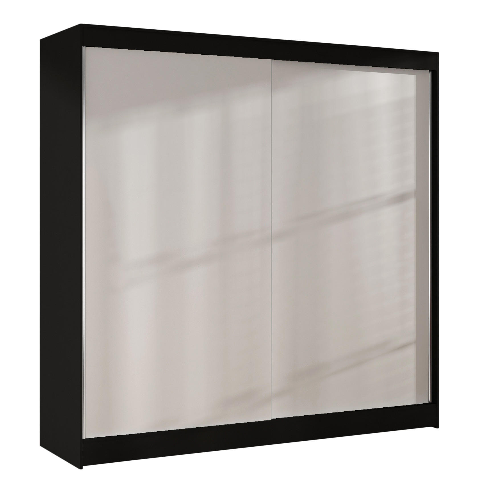 SCHWEBETÜRENSCHRANK Basti X - 200 cm - Schwarz/Weiß, Holzwerkstoff/Metall (200/215/58cm) - Sofnet