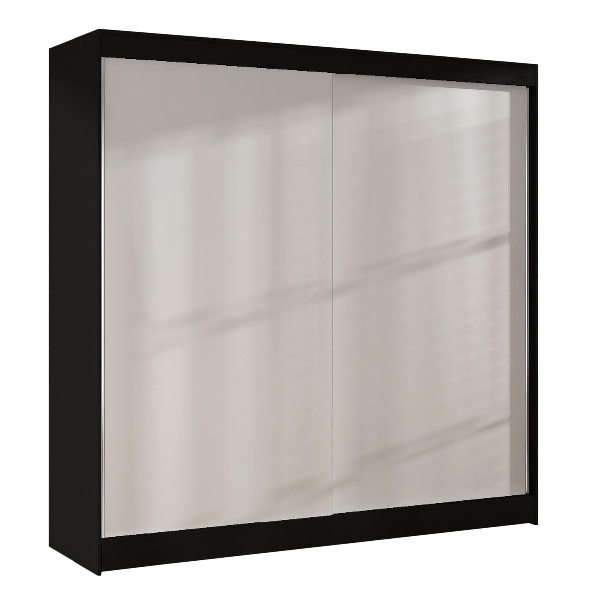 SCHWEBETÜRENSCHRANK Basti X - 200 cm - Schwarz/Weiß, Holzwerkstoff/Metall (200/215/58cm) - Sofnet