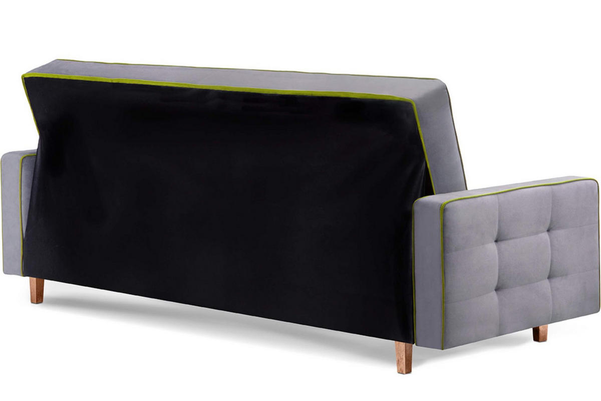 3-SITZER-SCHLAFSOFA DOZER mit 2 Zierkissen und Wellenunterfederung, Grau - Grau, Textil (223/94/93cm) - KONSIMO®