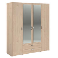 KLEIDERSCHRANK Daily 13 in Akazie 160 x 185 x 51 cm (BxHxT) – Kleiderschrank 4 türig mit Spiegel - Braun, Holzwerkstoff (160/185/51cm)