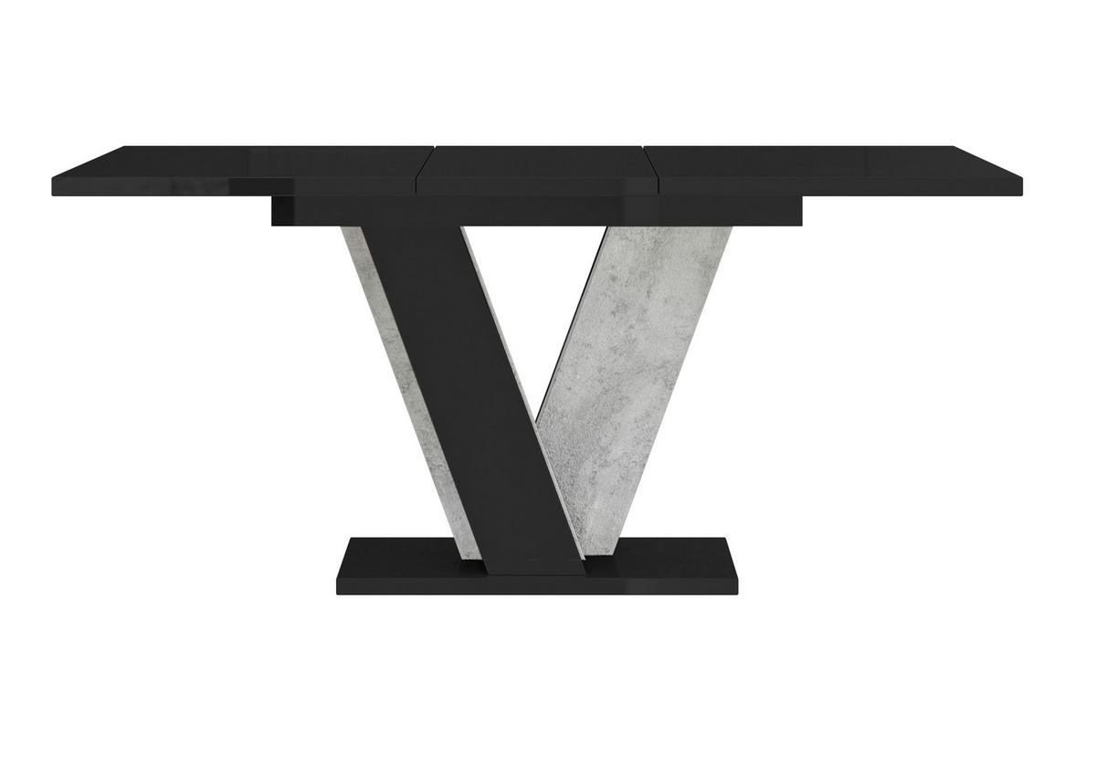 ESSTISCH Ausziehbar 120 - 160 cm Schwarz Hochglanz und Betonoptik - Schwarz Hochglanz/Grau, Holzwerkstoff (120/90/75cm) - PROSPERO