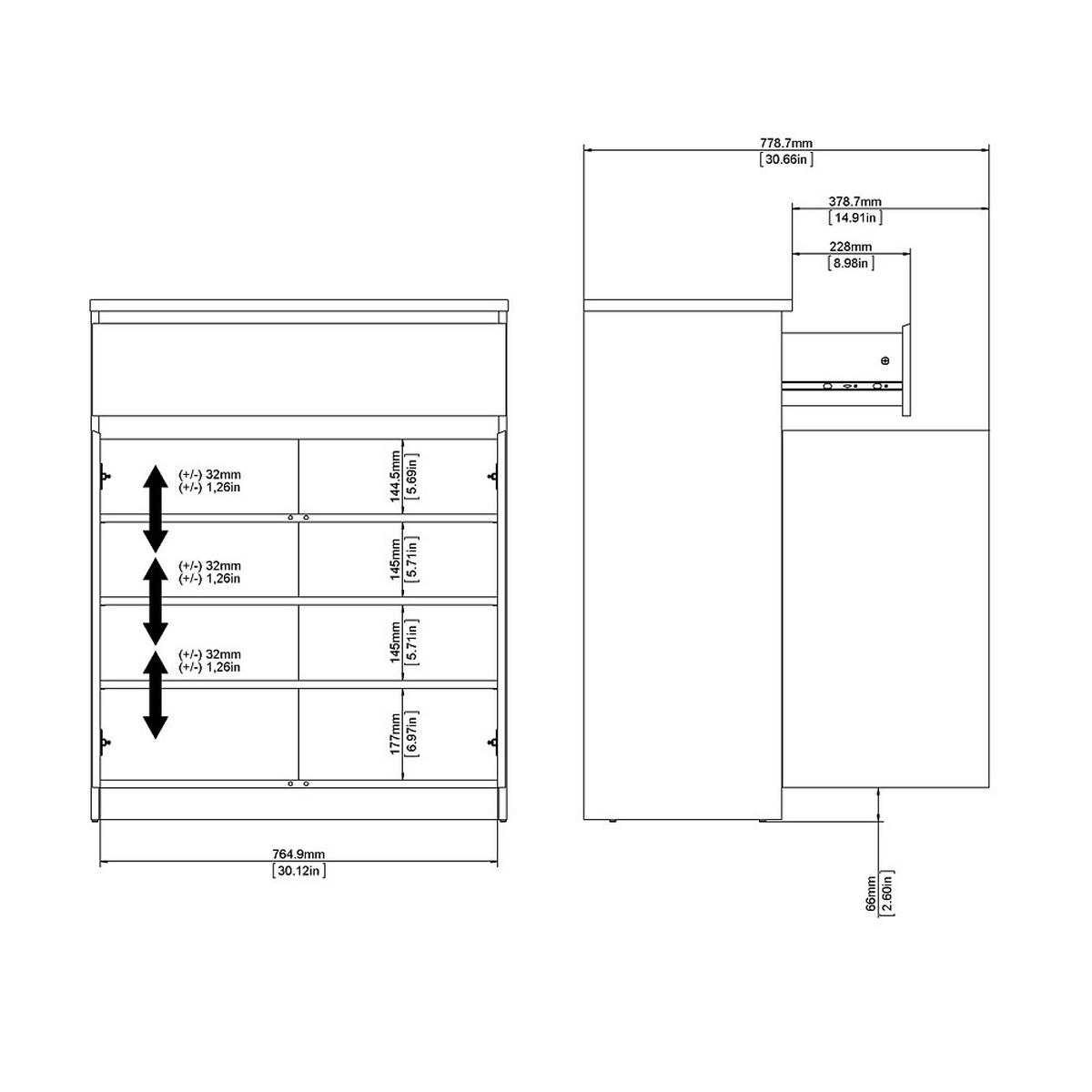 HIGHBOARD mattschwarz - Schwarz, Holzwerkstoff (80/100/40cm) - ebuy24