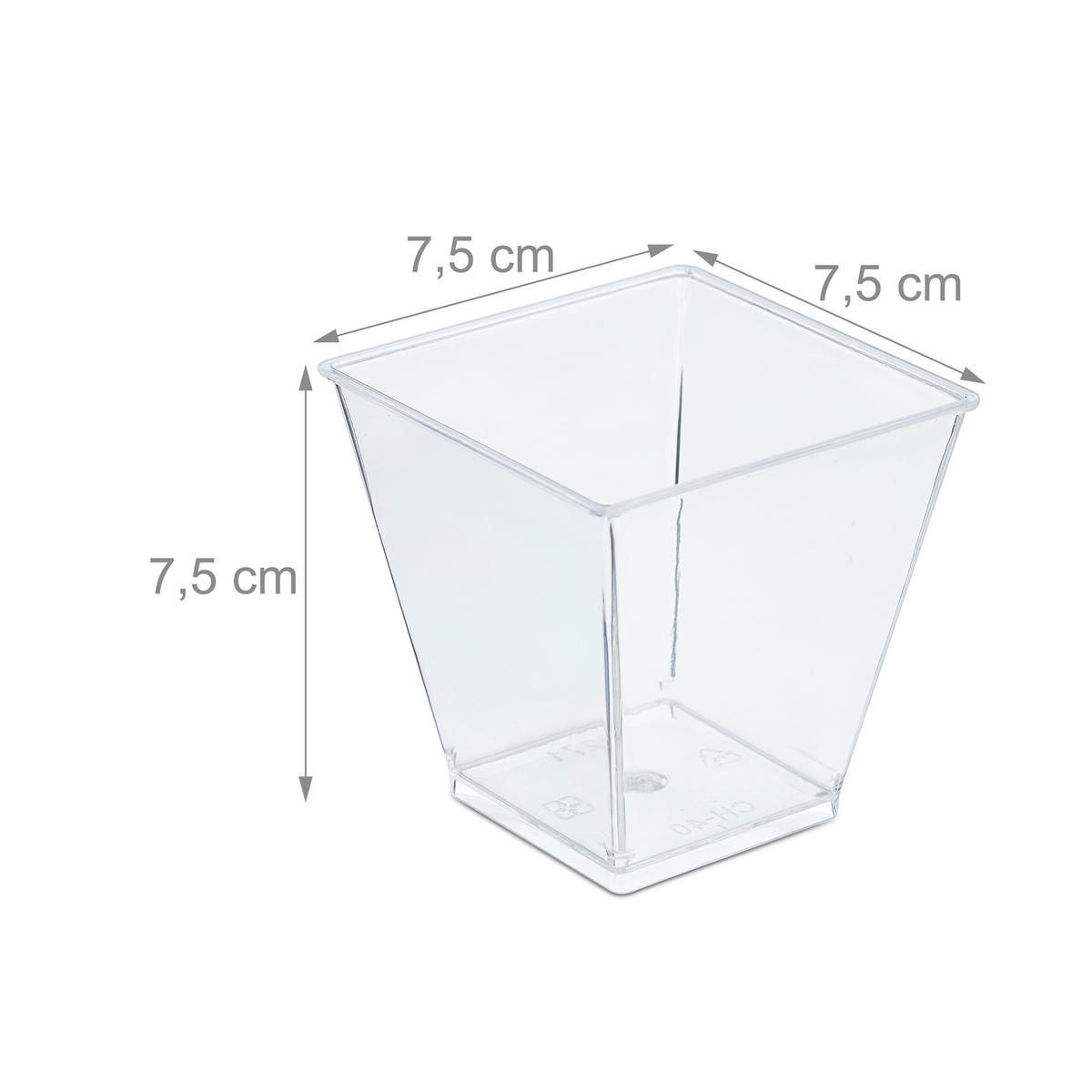 50XDEZERTNÉ misky - priehľadné, plast (7.5/7.5/7.5cm) - Relaxdays