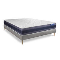 BETT Actimemo morpho Memory-Schaum 130 x 210 cm h1 - Kit Bettgestell Grau - Beige/Grau, Karton/Holz (130/210cm) - ACTISOM
