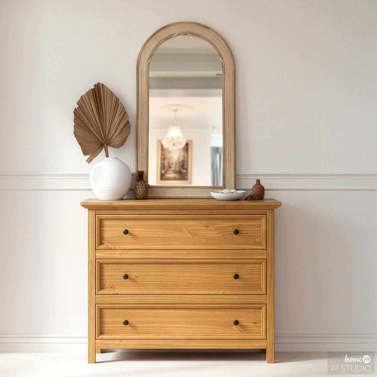 MASSIVE KOMMODE - Massivholz - Natur - Braun/Kieferfarben, Holz/Metall (96/89/42cm) - home24