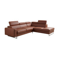 ECKSOFA Gotham Echtleder mit Bettfunktion Cognacbraun - Cognac, Leder/Metall (237/227cm)