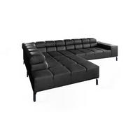 ECKSOFA NELSON Schwarz Leder - Schwarz, Leder/Metall (321/216cm) - KAWOLA