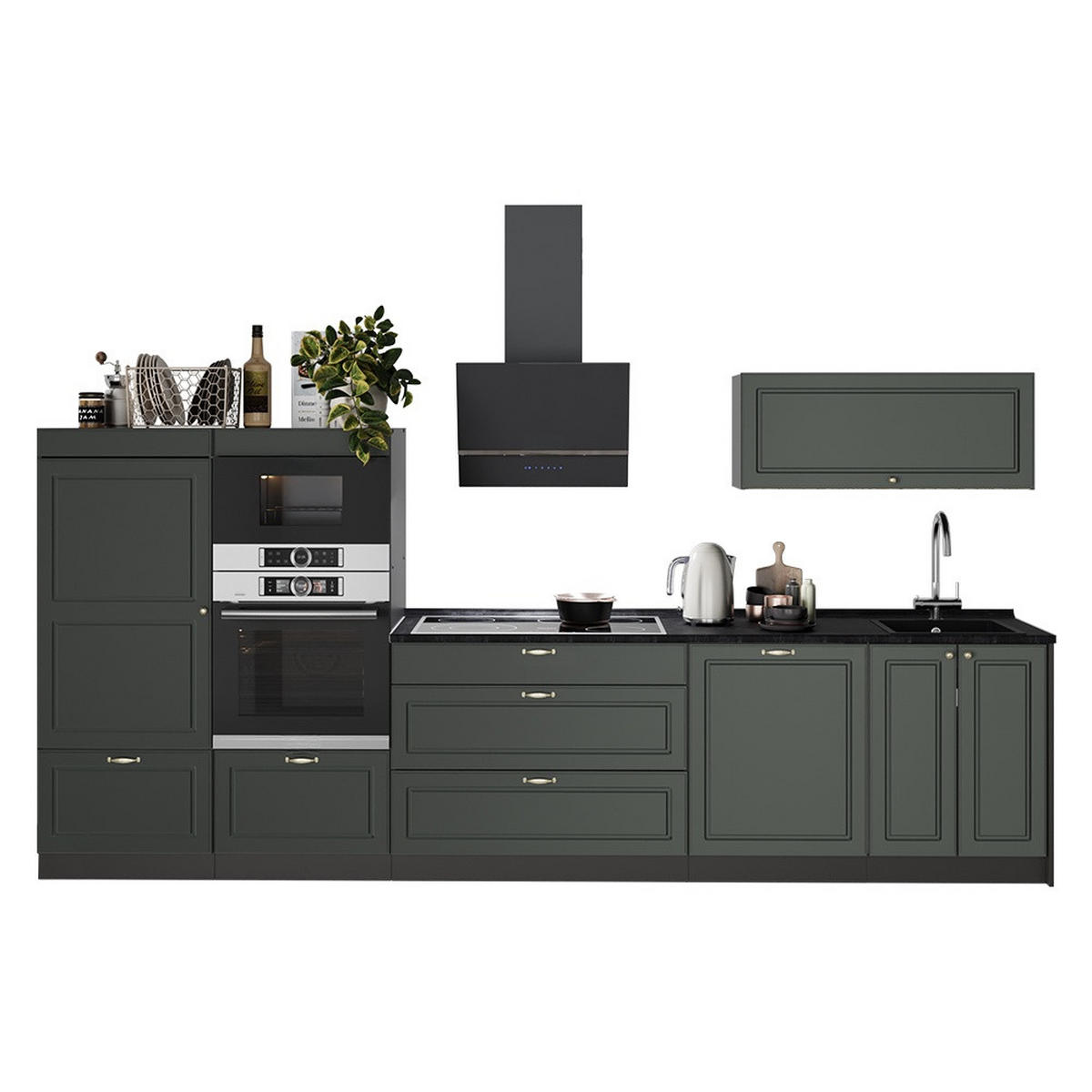 CHICINETĂ Fame-Line, Casă de țară verde și aurie/antracit, 340 cm fara blat - verde/antracit, compozit lemnos (340/153.6/51.6cm) - Vicco
