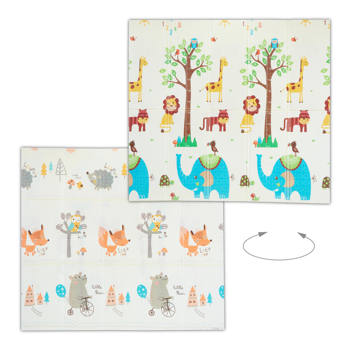 SPIELMATTE Bunt faltbar Tiermotive 195x175 cm - Multicolor, Kunststoff/Textil (195/175cm) - Relaxdays