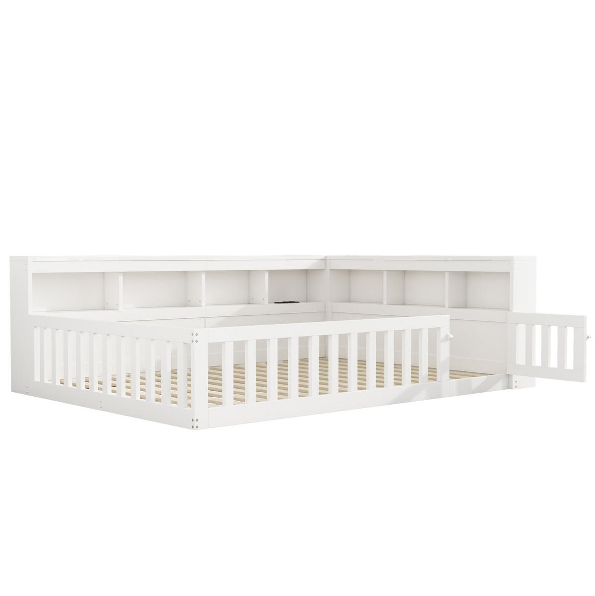 KINDERBETT Tagesbett 140/190 cm aus Spanplatte und MDF mit USB, Steckdose und Stauraum Weiß - Weiß, Holzwerkstoff (140/190cm) - Modenvie