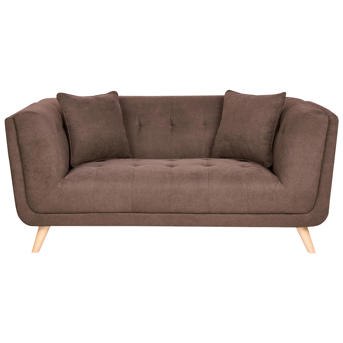 2-SITZER-SOFA Stoff Dunkelbraun mit Ottomane Habo - Hellbraun, Textil (176/78/72cm) - Beliani