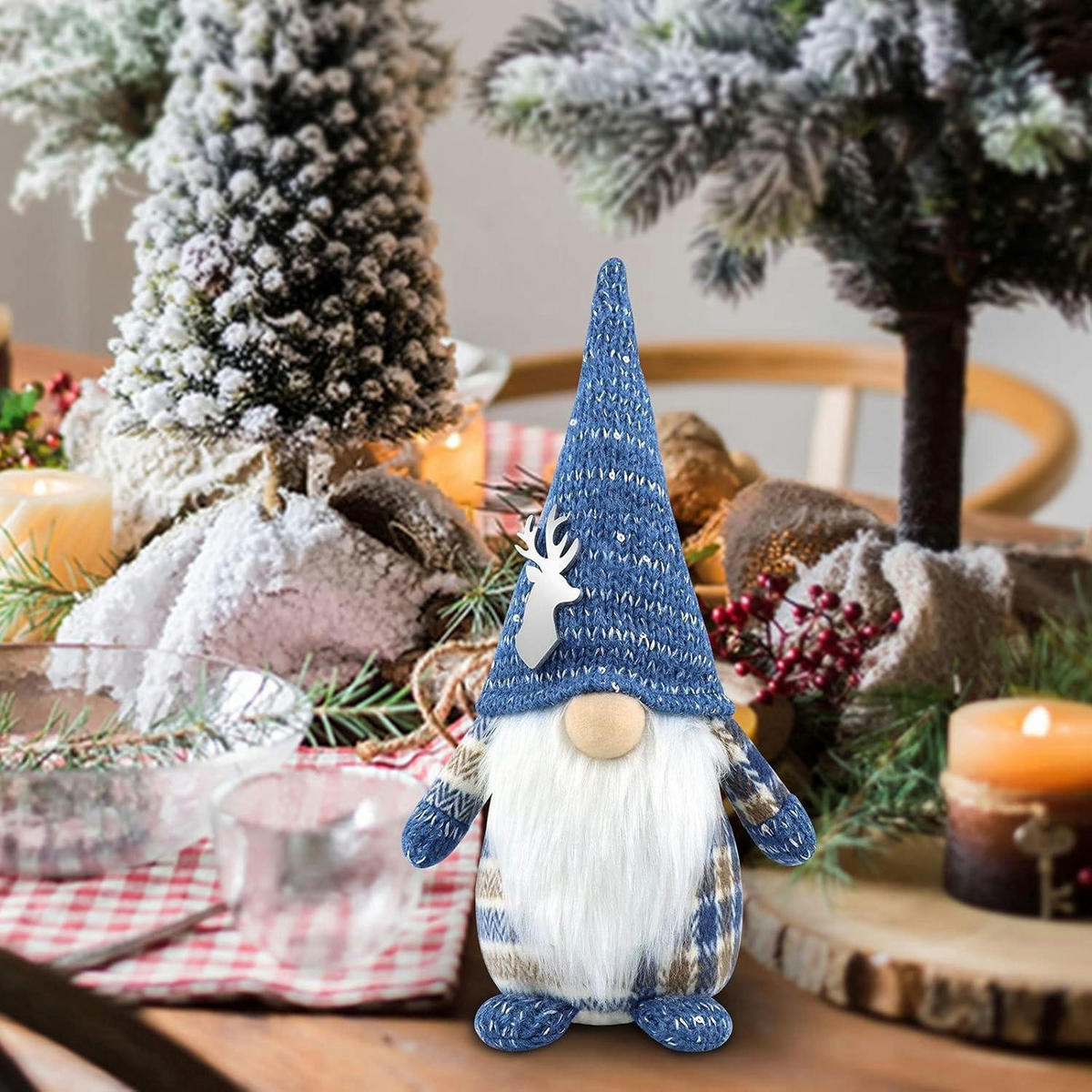 WEIHNACHTSWICHTEL mit Geweih 33 cm Blau - Multicolor, Textil (12/31/15cm)