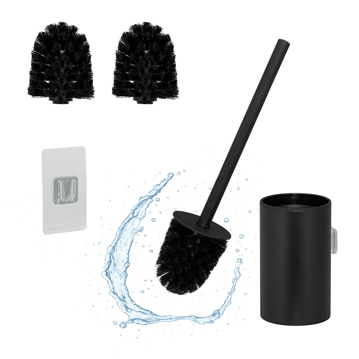 TOALETNA ščetka - črna, kovina/umetna masa (9/40.5/10cm) - Relaxdays