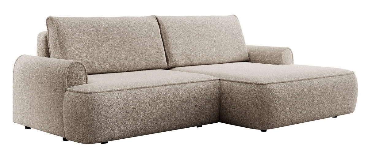 ECKSOFA 250 cm Mareno mit Bettkasten, Schlaffunktion, Rechts, Beige - Beige, Holz (146/250cm) - Emporius