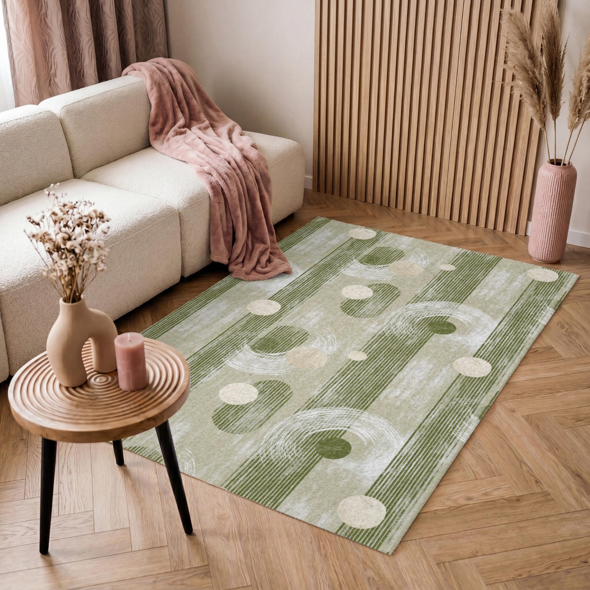 TEPPICH - Künstlerisch - Modern - Grün - 120x180 cm - Olivgrün, Kunststoff/Textil (120/0.4cm) - OnlyWow