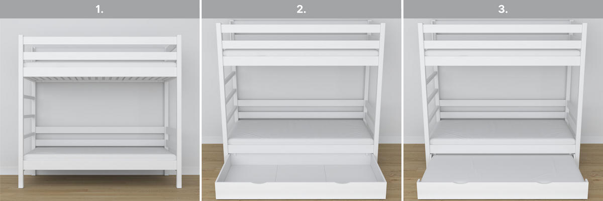 ETAGENBETT N03 Weiß 120/180 - Weiß, Naturmaterialien/Holz (120/180cm) - N-Wood