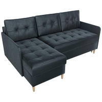 ECKSOFA Fado mit Schlaffunktion Graphit Samtstoff - Graphitfarben, Textil (210/141cm) - Bromarkt