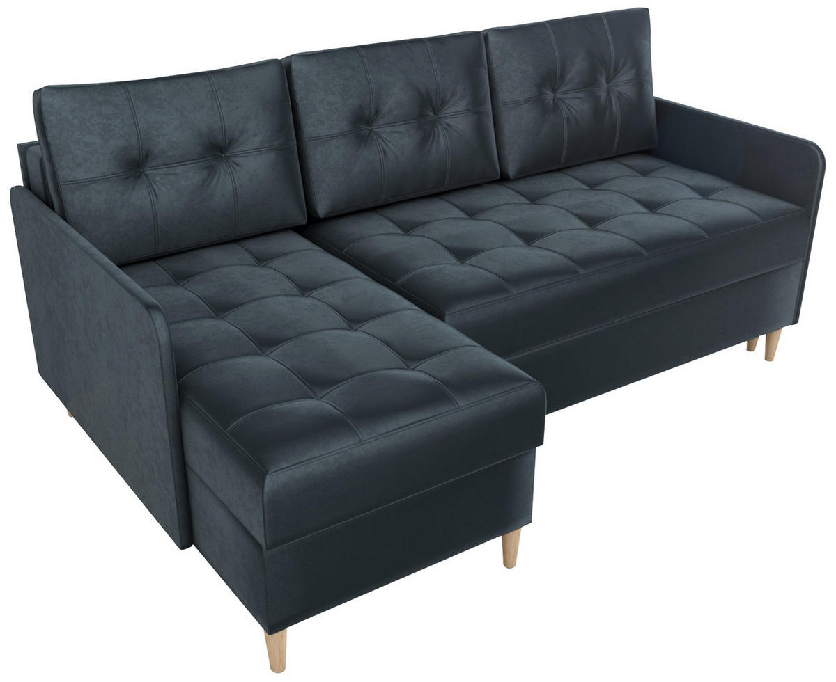 ECKSOFA Fado mit Schlaffunktion Graphit Samtstoff - Graphitfarben, Textil (210/141cm) - Bromarkt