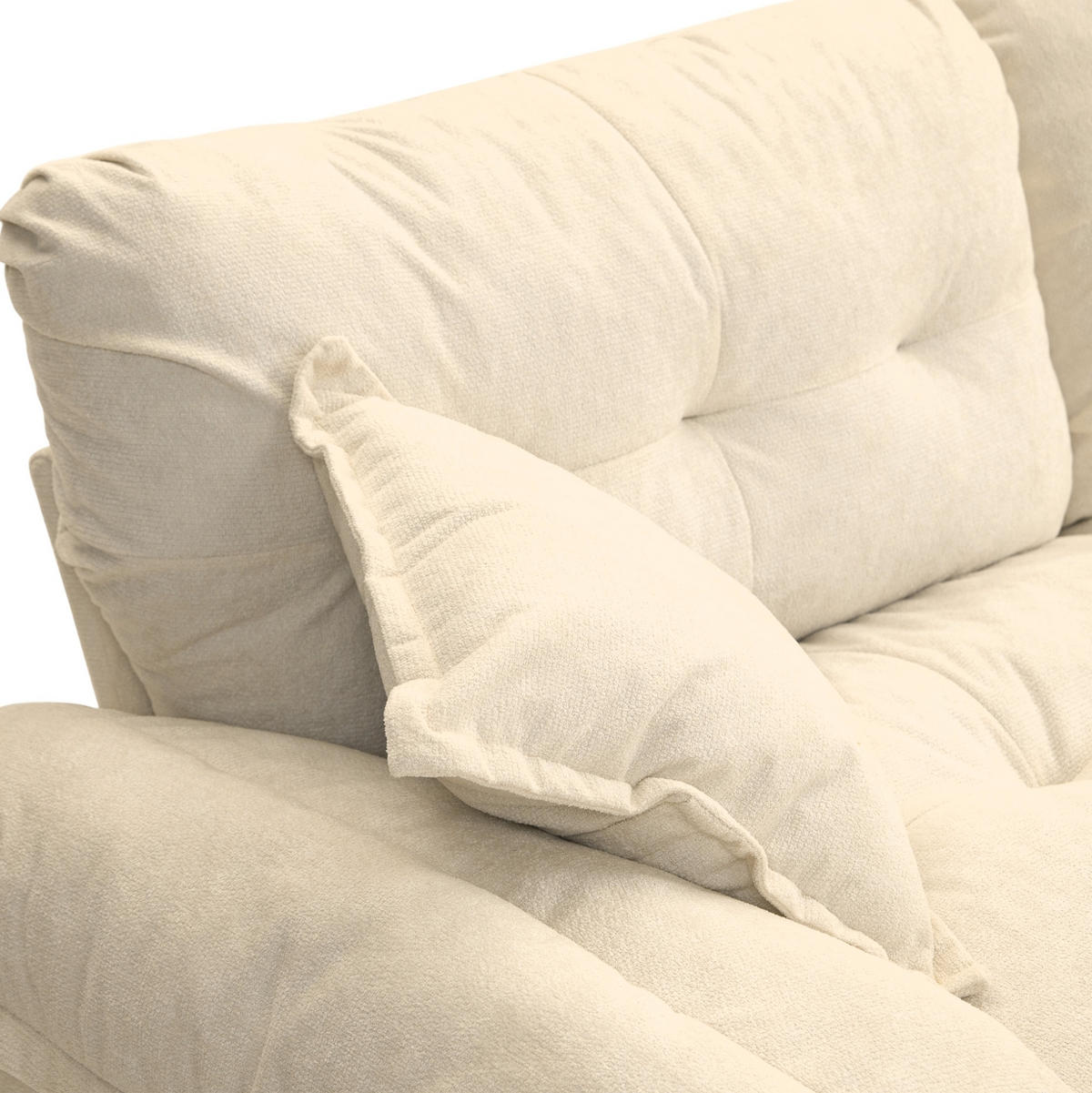 SOFA mit tiefem Sitz 214 x 89 x 93 cm Chenille Beige 2-Sitzer - Beige, Kunststoff (214/93/89cm) - Meubliv