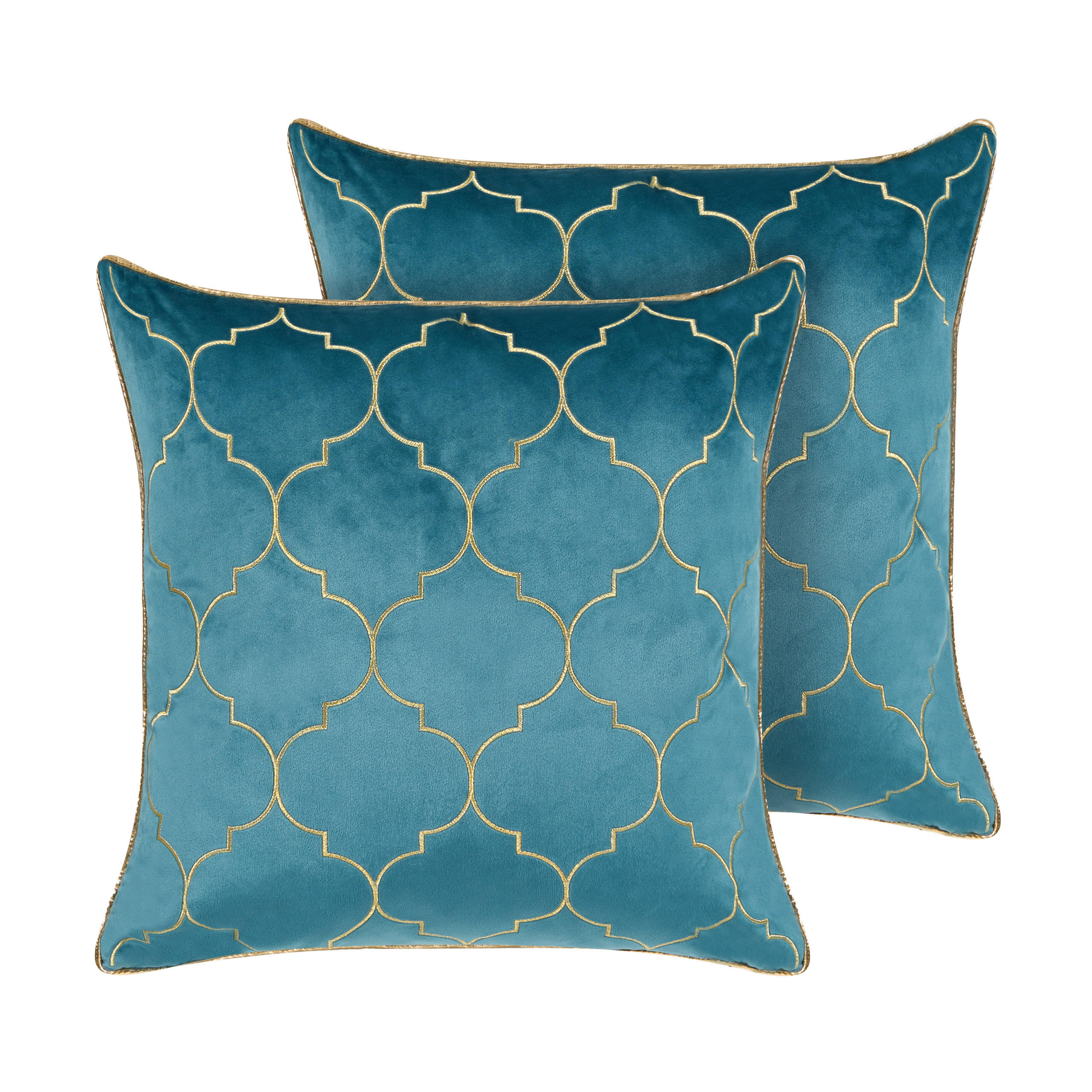 DEKOKISSEN 2er-Set Blau 45/45 cm Alyssum - Blau, Textil (45/45cm) - Beliani