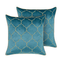DEKOKISSEN 2er-Set Blau 45/45 cm Alyssum - Blau, Textil (45/45cm) - Beliani