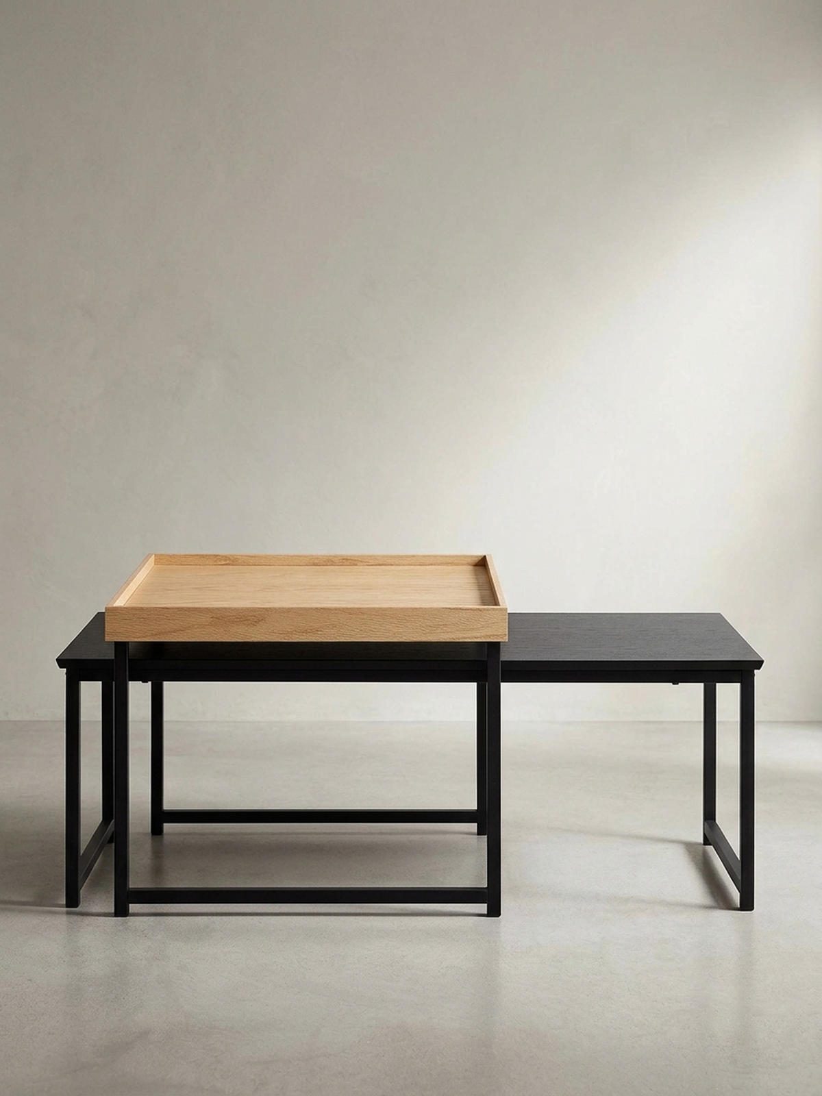 COUCHTISCH 2er Set Holz Metall Ineinanderschiebbar SILVANUS, Schwarz 110x60x45 cm - Schwarz, Holz/Metall (60/110/45cm) - KADIMA DESIGN