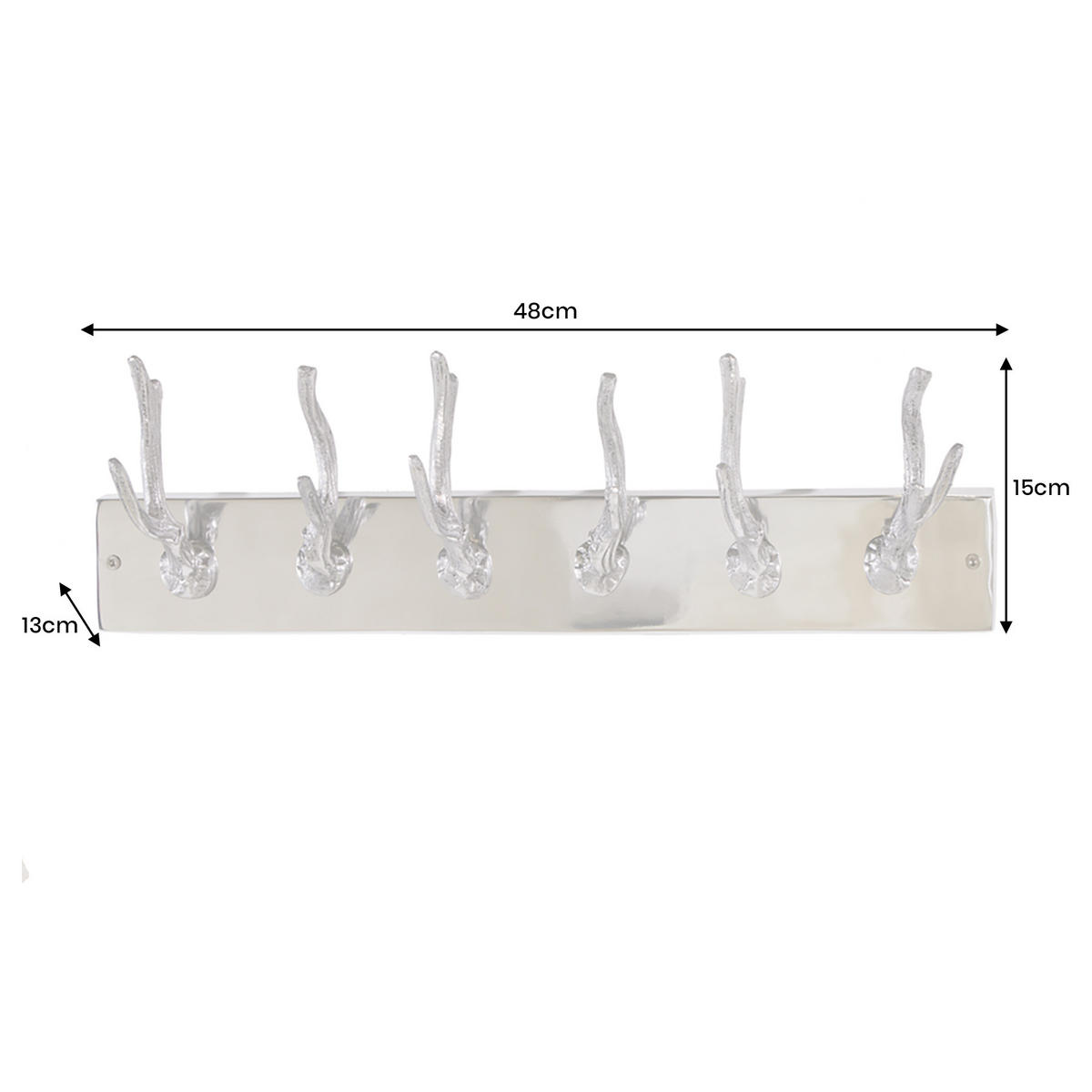 GARDEROBE DEER Metall Silber 50 cm - Silberfarben, Metall (50/15/8cm) - riess-ambiente