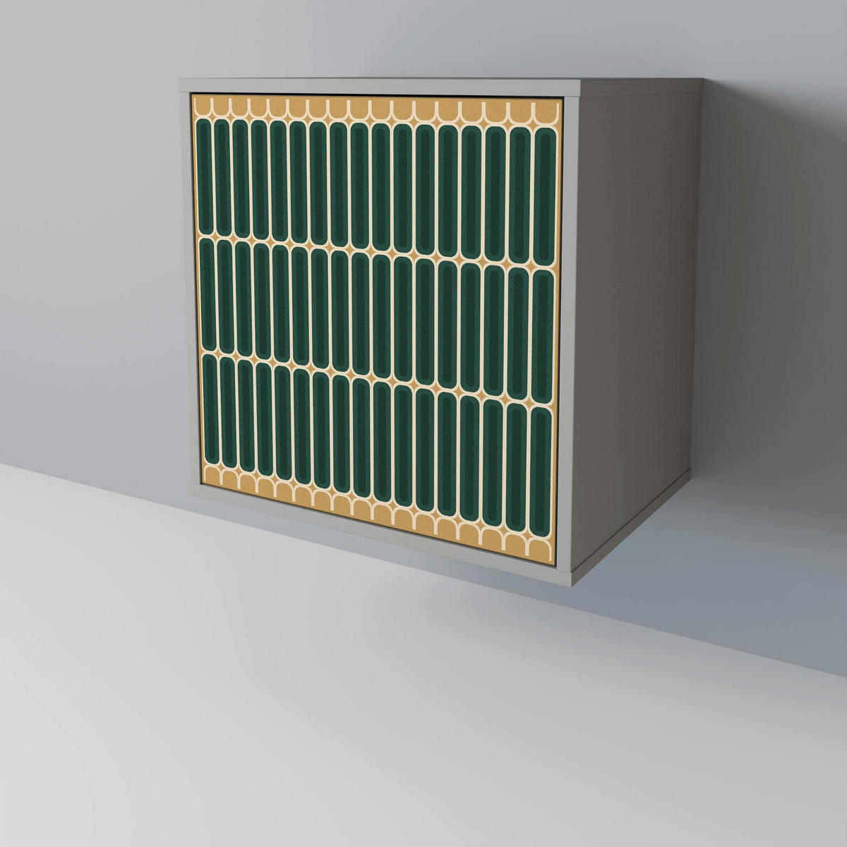 SIDEBOARD ILUSION GATE, Grau, 57,5x42x72,5 cm, Schwarze Metallfüße - Multicolor/Schwarz, Holzwerkstoff/Metall (57.5/72.5/42cm) - SpaceRebels