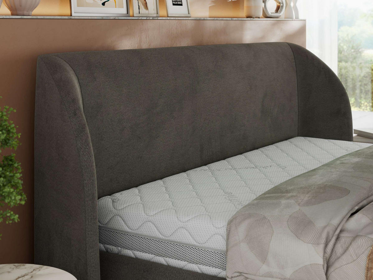 POLSTERBETT CAELA CLASSIC 180/200 - Dunkelgrau Velvet - Pocket-Matratze - Dunkelgrau, Textil (180/200cm) - MKS