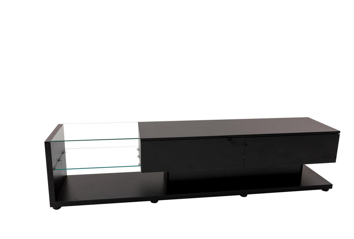 LOWBOARD 170/36/38 cm aus Spanplatte mit Hochglanzfront und LED-Beleuchtung Schwarz - Schwarz, Holzwerkstoff (170/38/36cm) - Modenvie