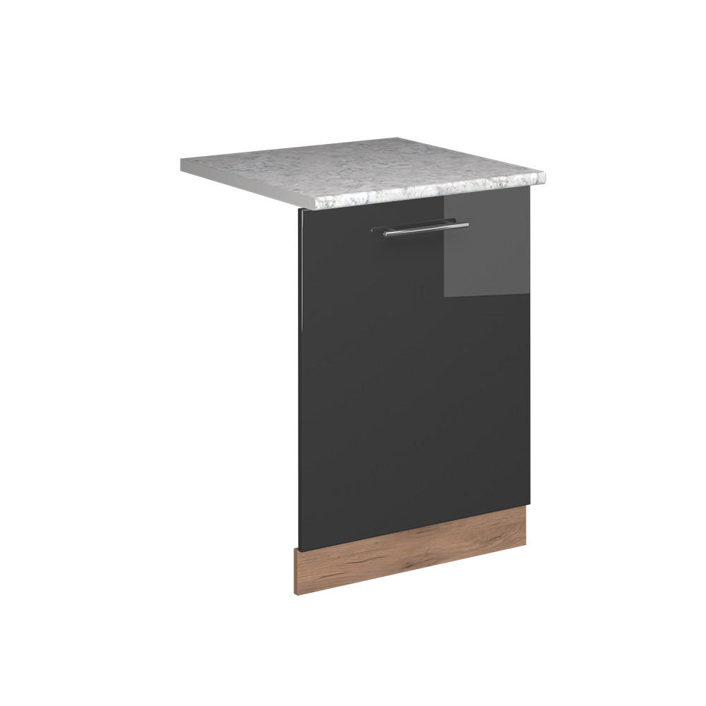 DISKMASKINENS FRONTPANEL Fame-Line Antracit h&ouml;gblank 60 cm , AP Marble Svart h&ouml;gglans, Honungsek 81.8/60/60 cm