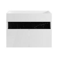 WASCHBECKENUNTERSCHRANK - 80 cm x 46 cm - Holz, Platte - Schwarz, Weiß - POGEZA - Schwarz/Weiß, Holz (80/60/46cm) - Vente-Unique