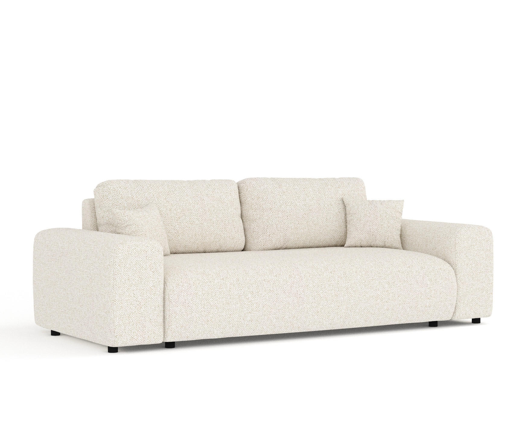 3-SITZER-SOFA Zanzibar Creme Plüschstoff - Creme/Schwarz, Holz/Holzwerkstoff (213/79/108cm) - Maison de Reve