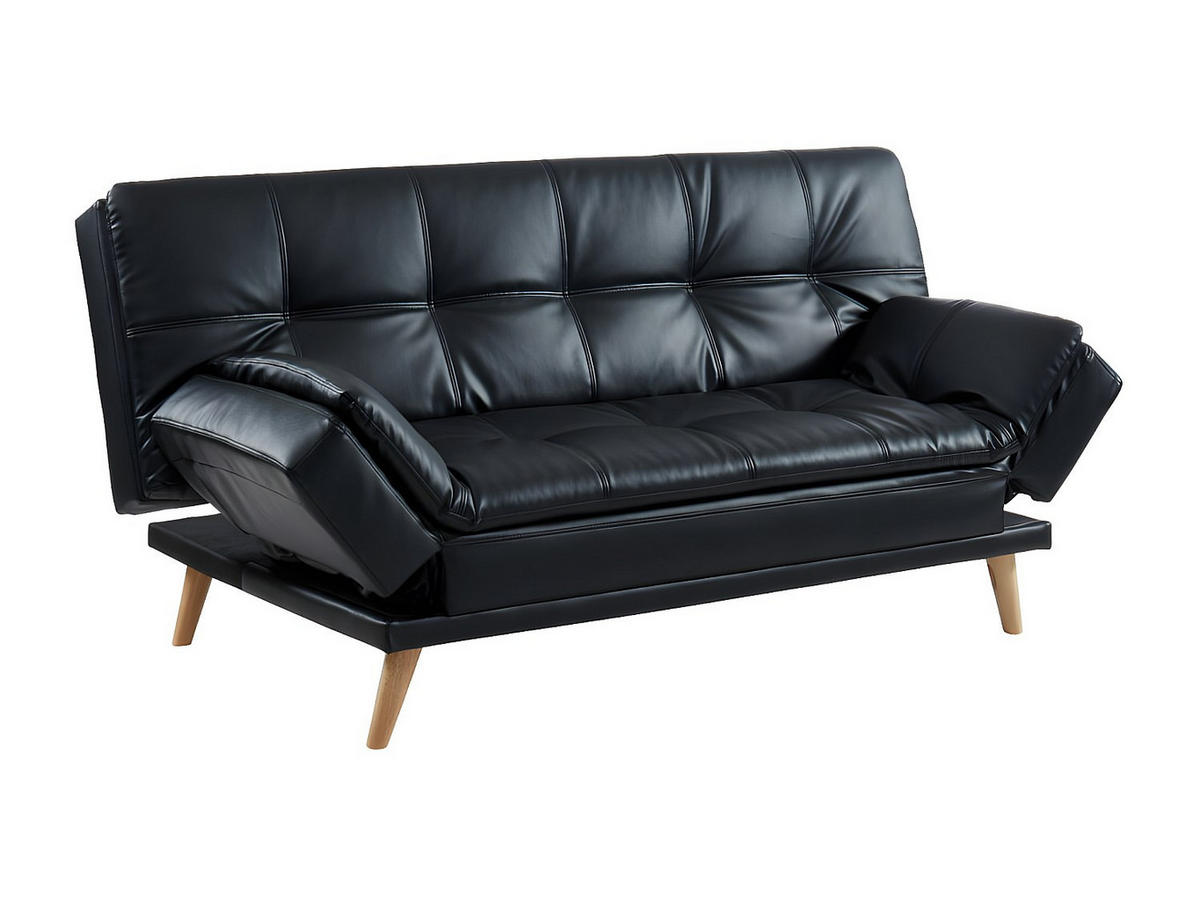 SCHLAFSOFA - 3 Personen - kunstleder - schwarz Zarina - Schwarz, Leder (185/91/94cm) - Vente-Unique