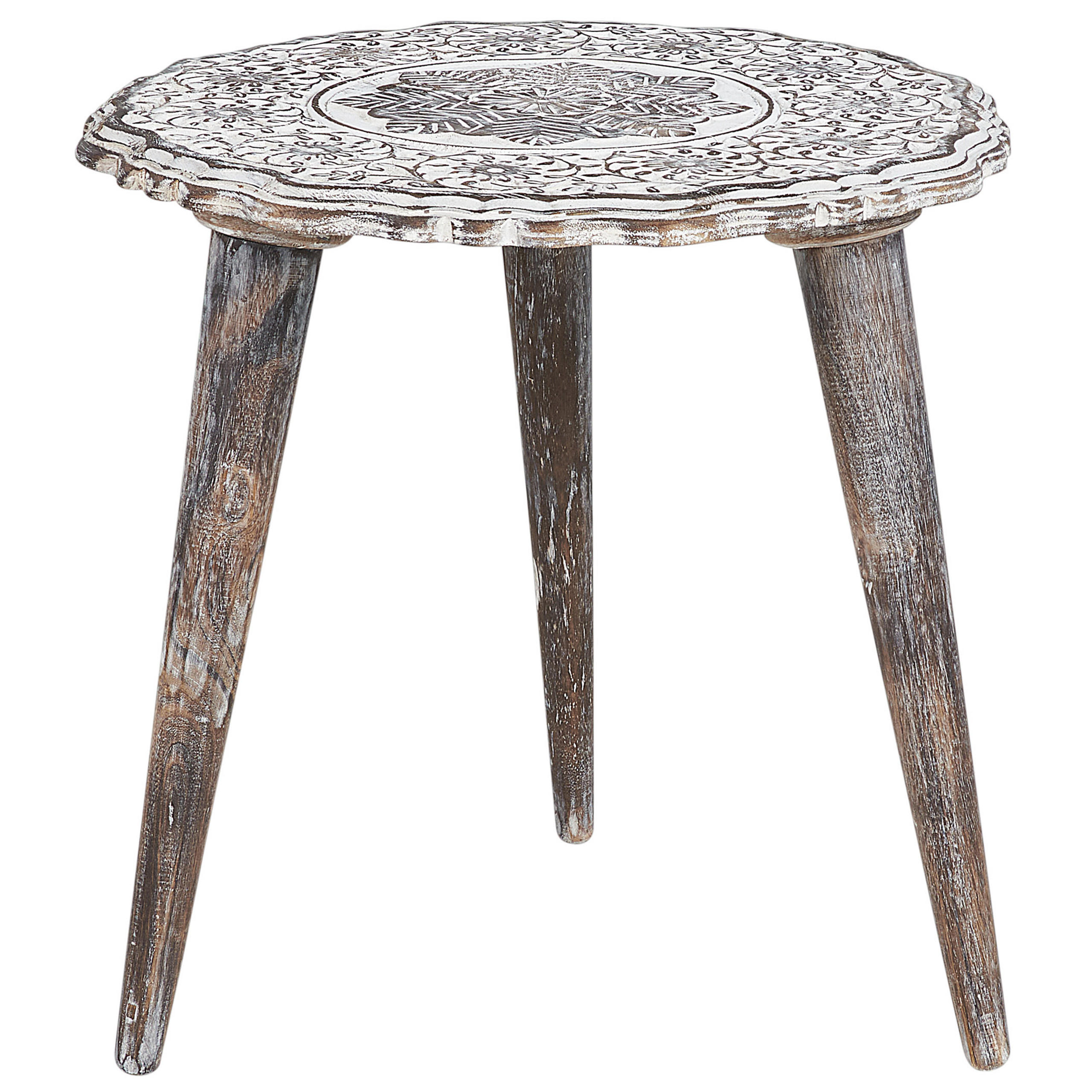 BEISTELLTISCH 2er-Set Rund Holz, Weiß Adro - Dunkelbraun, Holz (38/38cm) - Beliani