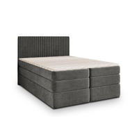 BOXSPRINGBETT FELBIO 160x200 cm mit Matratze und Topper - Grau - Grau, Holz (160/200cm) - MASSENO
